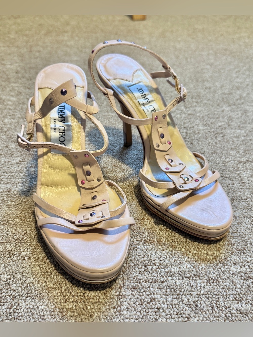 Jimmy Choo Nude Pink Leather Strappy High Heel Sandals Size 36 (Size 6)